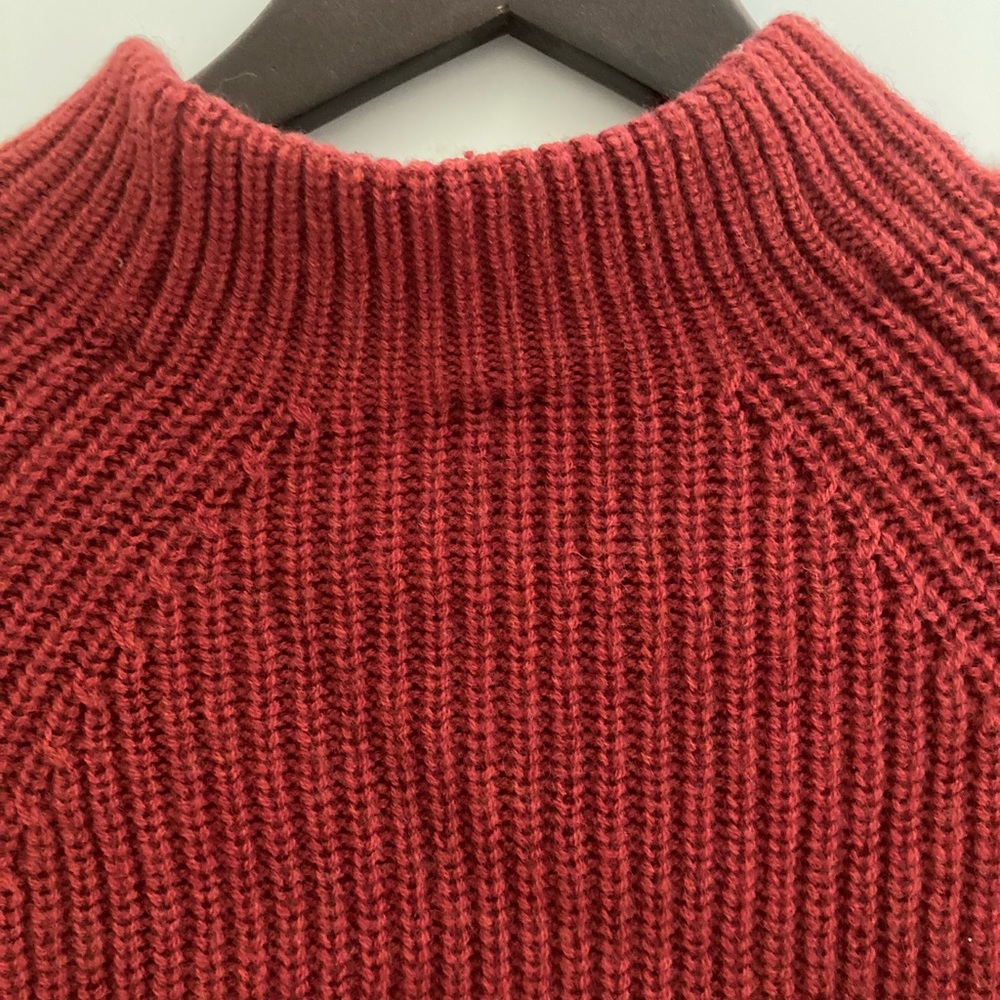 Muji Red Cowl Neck Sweater with Ribbed Knit